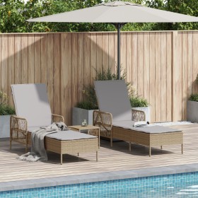 Conjunto de Tumbonas Set de 3 Beige Ratán PE, metal Plegable de , Tumbonas - Ref: Foro24-365435, Precio: 313,78 €, Descuento: %