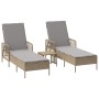 Conjunto de Tumbonas Set de 3 Beige Ratán PE, metal Plegable de , Tumbonas - Ref: Foro24-365435, Precio: 313,78 €, Descuento: %