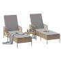 Conjunto de Tumbonas Set de 3 Beige Ratán PE, metal Plegable de , Tumbonas - Ref: Foro24-365435, Precio: 313,78 €, Descuento: %