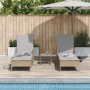 Conjunto de Tumbonas Set de 3 Beige Ratán PE, metal Plegable de , Tumbonas - Ref: Foro24-365435, Precio: 313,78 €, Descuento: %