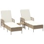 Conjunto de Tumbonas Set de 3 Beige y Crema Ratán de PE, metal de , Tumbonas - Ref: Foro24-365436, Precio: 313,78 €, Descuent...