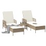 Conjunto de Tumbonas Set de 3 Beige y Crema Ratán de PE, metal de , Tumbonas - Ref: Foro24-365436, Precio: 313,78 €, Descuent...