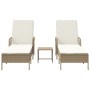 Conjunto de Tumbonas Set de 3 Beige y Crema Ratán de PE, metal de , Tumbonas - Ref: Foro24-365436, Precio: 313,78 €, Descuent...