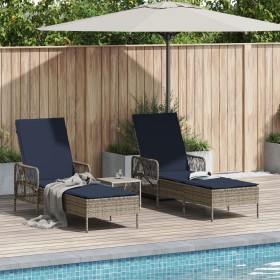 Comprar Tumbona Set de 3 Gris y azul marino Ratán