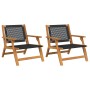 Sillas de Jardín 2 pcs Negras 76x67x73.5 cm de Madera Sólida de Acacia de , Sillas de jardín - Ref: Foro24-367827, Precio: 16...