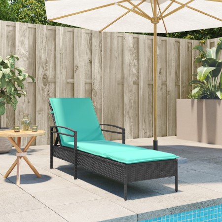 Tumbona con Cojín Negra 63x200x81 cm de Ratán Sintético | Foro24.es | Tu tienda online para hogar, jardín y más Foro24.es
