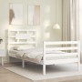 Estructura de cama con cabecero madera maciza blanco 90x200 cm de vidaXL, Camas y somieres - Ref: Foro24-3194427, Precio: 99,...