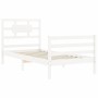 Estructura de cama con cabecero madera maciza blanco 90x200 cm de vidaXL, Camas y somieres - Ref: Foro24-3194427, Precio: 99,...