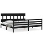 Estructura de cama con cabecero madera maciza negro 200x200 cm de vidaXL, Camas y somieres - Ref: Foro24-3195180, Precio: 171...