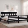 Estructura de cama con cabecero madera maciza negro 200x200 cm de vidaXL, Camas y somieres - Ref: Foro24-3195180, Precio: 171...