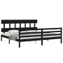 Estructura de cama con cabecero madera maciza negro 200x200 cm de vidaXL, Camas y somieres - Ref: Foro24-3195180, Precio: 171...
