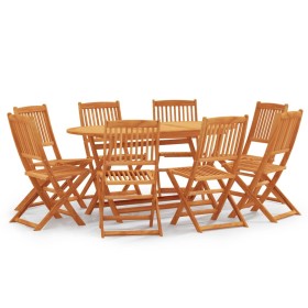 Set de comedor de jardín plegable 9 pzas madera eucalipto de vidaXL, Conjuntos de jardín - Ref: Foro24-3087158, Precio: 452,1...