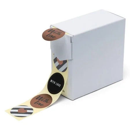 rillprint Pegatinas de regalo 250 piezas 4 rollos rosa, marrón y negro de rillprint, Cinta para etiquetar - Ref: Foro24-44104...