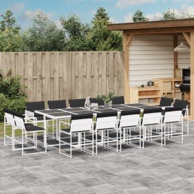Juego de comedor de jardín 15 pzas con cojines textilene blanco en Conjuntos de jardín | Comprar online en Foru.es