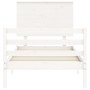 Estructura de cama con cabecero madera maciza blanco 90x200 cm de vidaXL, Camas y somieres - Ref: Foro24-3195207, Precio: 111...
