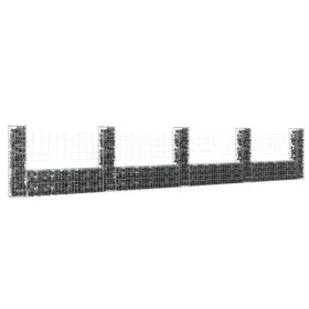 U-shaped gabion basket with 5 iron posts measuring 500x20x100 cm. by vidaXL, fence panels - Ref: Foro24-151278, Price: 125,78...