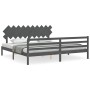 Estructura de cama con cabecero madera maciza gris 200x200cm de vidaXL, Camas y somieres - Ref: Foro24-3195308, Precio: 175,9...