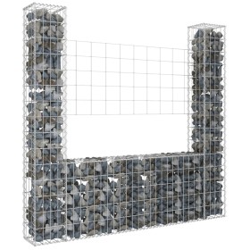 Cesta de gaviones forma de U 2 postes de hierro 140x20x150 cm de vidaXL, Paneles de vallas - Ref: Foro24-151282, Precio: 62,9...