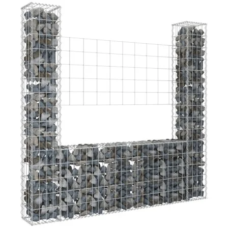 Gabionenkorb in U-Form, 2 Eisenpfosten, 140x20x150 cm. von vidaXL, Zaunpaneele - Ref: Foro24-151282, Preis: 59,97 €, Rabatt: %
