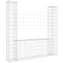 Cesta de gaviones forma de U 2 postes de hierro 140x20x150 cm de vidaXL, Paneles de vallas - Ref: Foro24-151282, Precio: 62,9...