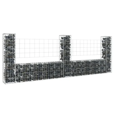 U-förmiger Gabionenkorb 3 Eisenpfosten 260x20x100 cm von vidaXL, Zaunpaneele - Ref: Foro24-151276, Preis: 87,58 €, Rabatt: %