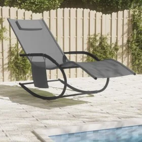 Tumbona mecedora de acero y textilene gris de vidaXL, Tumbonas - Ref: Foro24-318121, Precio: 100,90 €, Descuento: %
