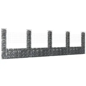 U-shaped gabion basket 5 iron posts 500x20x150 cm by vidaXL, fence panels - Ref: Foro24-151285, Price: 222,64 €, Discount: %