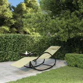 Tumbona mecedora de acero y textileno crema de vidaXL, Tumbonas - Ref: Foro24-318118, Precio: 95,43 €, Descuento: %