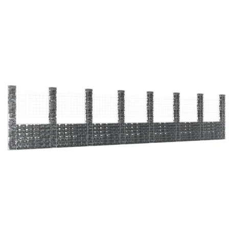 Cesta de gaviones forma de U 8 postes de hierro 860x20x200 cm de vidaXL, Paneles de vallas - Ref: Foro24-151295, Precio: 475,...