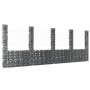 Cesta de gaviones forma de U 5 postes de hierro 500x20x200 cm de vidaXL, Paneles de vallas - Ref: Foro24-151292, Precio: 219,...