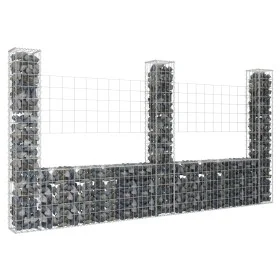 Cesta de gaviones forma de U 3 postes de hierro 260x20x150 cm de vidaXL, Paneles de vallas - Ref: Foro24-151283, Precio: 105,...