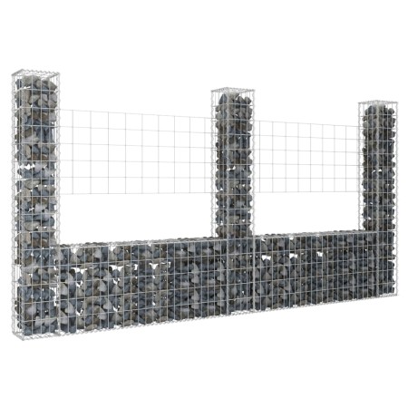 Cesta de gaviones forma de U 3 postes de hierro 260x20x150 cm de vidaXL, Paneles de vallas - Ref: Foro24-151283, Precio: 107,...