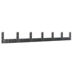 Cesta de gaviones forma de U 2 postes de hierro 740x20x100 cm de vidaXL, Paneles de vallas - Ref: Foro24-151280, Precio: 199,...