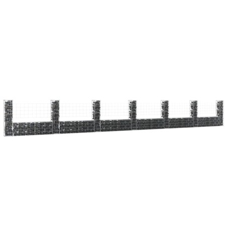 Cesta de gaviones forma de U 2 postes de hierro 740x20x100 cm de vidaXL, Paneles de vallas - Ref: Foro24-151280, Precio: 202,...