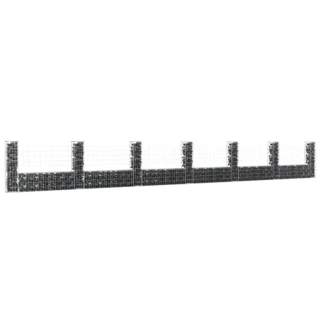 Cesta de gaviones forma de U 2 postes de hierro 740x20x100 cm de vidaXL, Paneles de vallas - Ref: Foro24-151280, Precio: 199,...