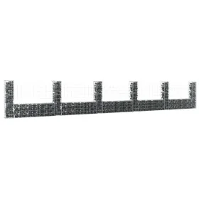 Cesta de gaviones forma de U 6 postes de hierro 620x20x100 cm de vidaXL, Paneles de vallas - Ref: Foro24-151279, Precio: 150,...