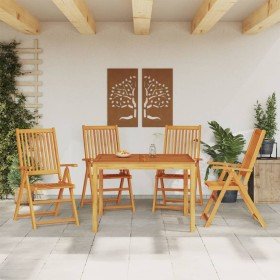 Juego de comedor de jardín 5 piezas madera maciza de acacia en Conjuntos de jardín | Comprar online en Foru.es