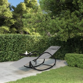 Tumbona mecedora de acero y textilene gris de vidaXL, Tumbonas - Ref: Foro24-318117, Precio: 96,90 €, Descuento: %