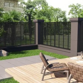 Dark gray WPC slat fence 180x180 cm by vidaXL, fence panels - Ref: Foro24-318108, Price: 195,45 €, Discount: %