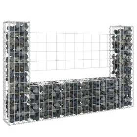 Cesta de gaviones forma de U 2 postes de hierro 140x20x100 cm de vidaXL, Paneles de vallas - Ref: Foro24-151275, Precio: 68,2...