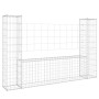 Cesta de gaviones forma de U 2 postes de hierro 140x20x100 cm de vidaXL, Paneles de vallas - Ref: Foro24-151275, Precio: 69,6...