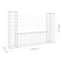Cesta de gaviones forma de U 2 postes de hierro 140x20x100 cm de vidaXL, Paneles de vallas - Ref: Foro24-151275, Precio: 69,6...