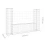 Cesta de gaviones forma de U 2 postes de hierro 140x20x100 cm de vidaXL, Paneles de vallas - Ref: Foro24-151275, Precio: 68,2...