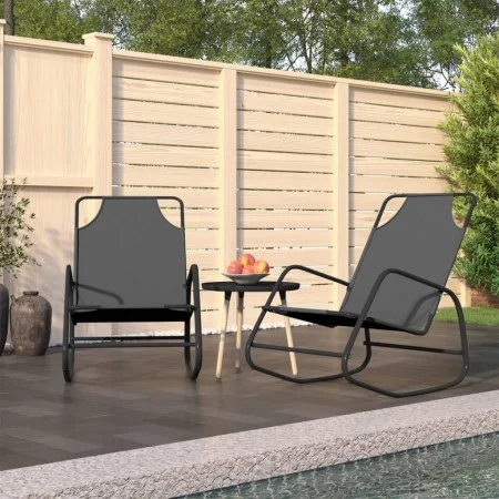 Tumbona mecedora 2 unidades de acero y textilene gris de vidaXL, Tumbonas - Ref: Foro24-318141, Precio: 112,01 €, Descuento: %