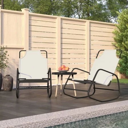 Tumbona mecedora 2 unidades de acero y textilene color crema de vidaXL, Tumbonas - Ref: Foro24-318142, Precio: 111,27 €, Desc...
