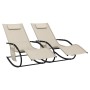 Tumbona mecedora 2 unidades de acero y textilene crema de vidaXL, Tumbonas - Ref: Foro24-318138, Precio: 134,48 €, Descuento: %