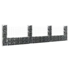 U-shaped gabion basket 4 iron posts 380x20x100 cm by vidaXL, fence panels - Ref: Foro24-151277, Price: 110,62 €, Discount: %