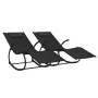 Tumbona mecedora 2 unidades de acero y textilene negro de vidaXL, Tumbonas - Ref: Foro24-318128, Precio: 127,12 €, Descuento: %