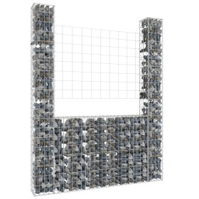Cesta de gaviones forma de U 2 postes de hierro 140x20x200 cm de vidaXL, Paneles de vallas - Ref: Foro24-151289, Precio: 88,3...