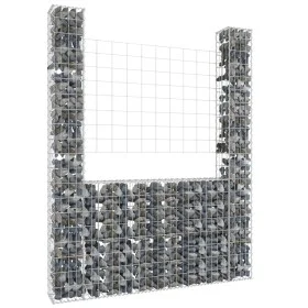 U-förmiger Gabionenkorb 2 Eisenpfosten 140x20x200 cm von vidaXL, Zaunpaneele - Ref: Foro24-151289, Preis: 83,09 €, Rabatt: %